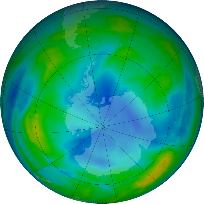 Antarctic ozone map for 10 June 1988